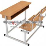 Strong wooden double desk with fixed chair GT-52D