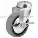 Swivel Caster with Side Brake with threadguard and bolt hole S75_1-SB-PA-PU-TG-Hg