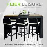 T6092CH Wicker Woven Furniture Set Popular Bar Table And Chair With Glass T6092CH