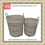 Tall Handmade Decorative Wire Laundry Hamper Basket with wheels CX212511TE decorative wire basket with wheels