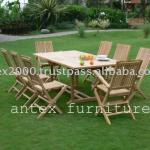 Teak Garden Furniture: Folding Chair With Recta Extending Table OST 019