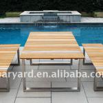 Teak wood Outdoor stainless steel table sets MY11IR95