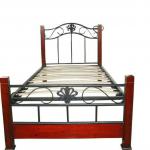 Top-selling coffe metal frame modern bedroom set for adult with wooden posts ML-023