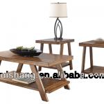 Transitional 3-pack occasional tables with bottom shelf in oak finish RS-3183