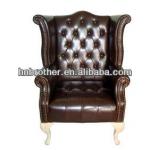 Vintage Leather Hotel Arm Chair with Buttons CC1091b1