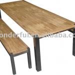 WF1605 garden stainless steel and teak bench set furniture WF-1605 WF-1606