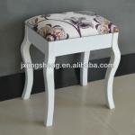 White kd shabby chic wood stool with soft and comfortable cushion JI2928