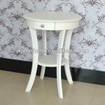 White modern round wood KD accent table or coffee table JI2922