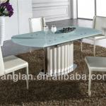 white painting stainless base tempered glass dining table A400