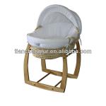 White Waffle Fabric Moses Basket with Rocking Stand Basket:TC8164