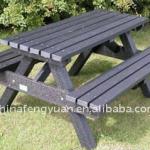 wood picnic table and chairs(100% HDPE with galvanized plate) FY-049H