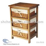 Wooden and Wicker Closet with Drawers CH-F010