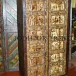 Wooden antique almirah with two door Antique Indian Old Wardrobe Almirah From Jodhpur India JTANTal131