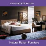 Wooden rattan bedroom furniture king size bed design HC311-16