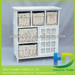 Wooden storage cabinet with wicker drawers,willow basket WWC125