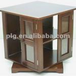 Wooden swivel end table w/bookcase and photo frames walnut finish WN-11557