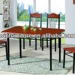 wrought iron leg oak veneer dinning table set 0716 dinning set 0716