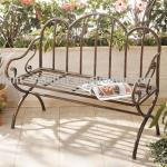 wrought iron scalloped garden bench LMGB-3003